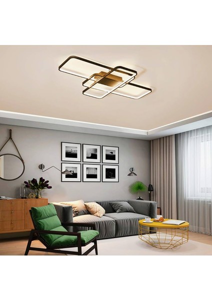 Antrasit 110X80CM Dikdörtgen 4000k ışık, Kumandalı, LED Tavan Lambası, avize, modern Aydınlatma, dekoratif Işık fiyatları