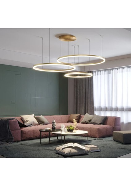 Gold Çember Ø40,60,80CM, 3 Işık, Kumandalı, LED Lamba,yuvarlak Sarkıt Avize,modern Aydınlatma,dekoratif Işık