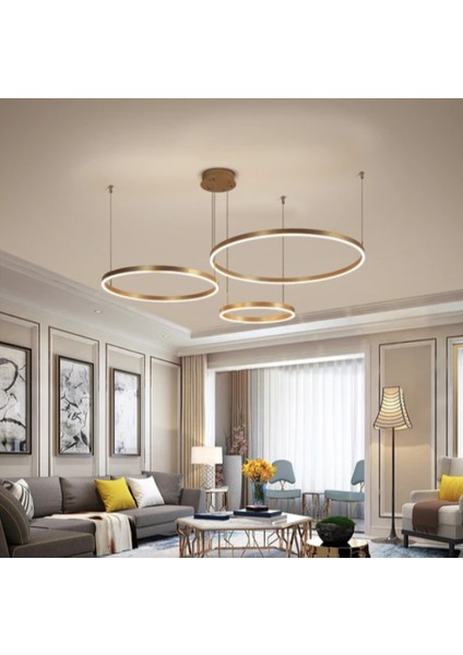 Gold Çember Ø40,60,80CM, 3 Işık, Kumandalı, LED Lamba,yuvarlak Sarkıt Avize,modern Aydınlatma,dekoratif Işık