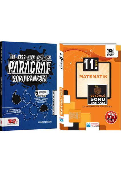 11.Sınıf Matematik ve Ankara Kitap Merkezi Yayınları Paragraf Soru Bankası Seti 2 Kitap