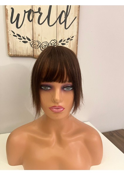 Tepelik Perçem Kahkül Baby Tabanlı 6060XC Tepe Kısmı Özel Cilt Görünümlü Gerçek Saç Tepelik