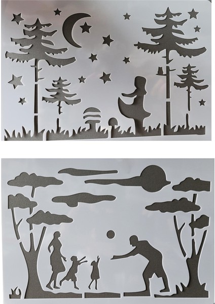 Stencil Dekoratif Boyama Şablonu 2'li Kids-Star A4