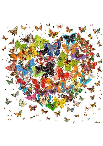 Kelebeklerden Bir Kalp | Elmas Mozaik Tablo | Mozaik Puzzle | 50x50 | E20201840M