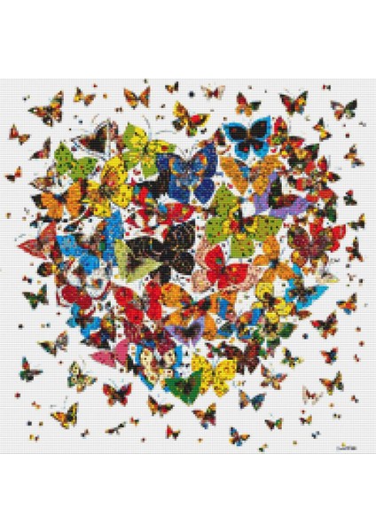 Kelebeklerden Bir Kalp | Elmas Mozaik Tablo | Mozaik Puzzle | 50x50 | E20201840M