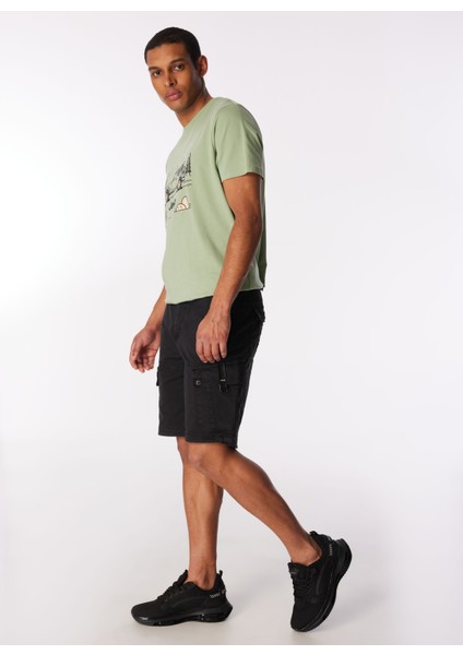 Normal Bel Standart Siyah Erkek Kargo Şort J4SM-SHT7208