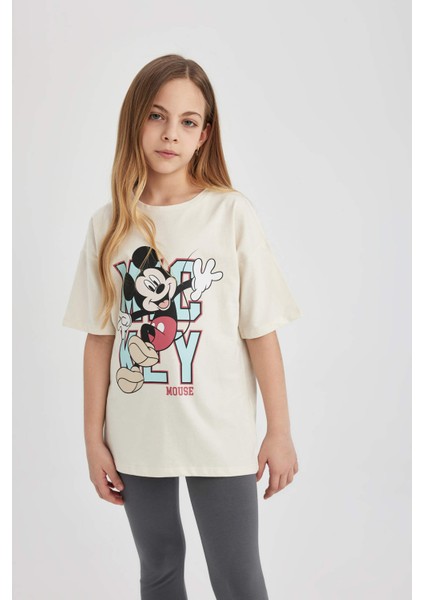 Kız Çocuk Disney Mickey & Minnie Oversize Fit Kısa Kollu Pijama Takımı C1957A824SP