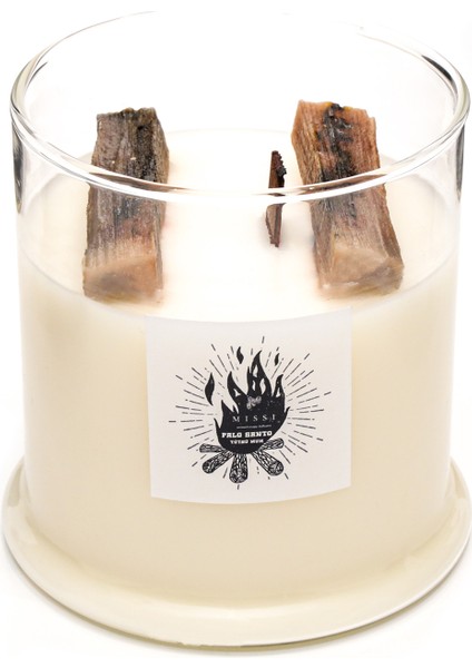 Büyük Üfleme Cam Ahşap Fitilli Palo Santo Vegan Mum(380 gr) fiyatları