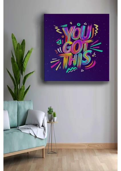 You Got This'/'yapabilirsin' Sözlü Dekoratif Kanvas Tablo, Ilham Verici Söz Kanvas Tablo