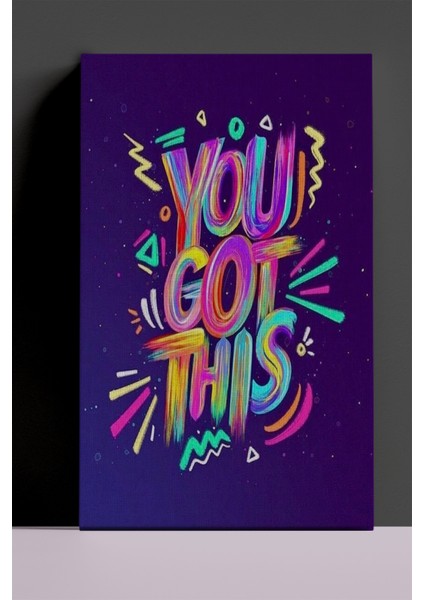 You Got This'/'yapabilirsin' Sözlü Dekoratif Kanvas Tablo, Ilham Verici Söz Kanvas Tablo