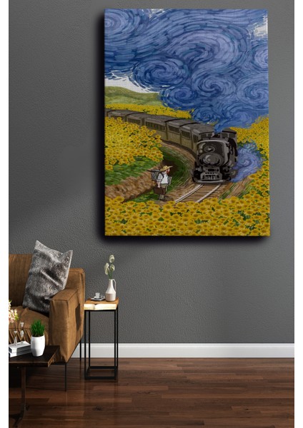 Van Gogh Kara Tren Dekoratif Kanvas Tablo, Illüstrasyon Kanvas Tablo