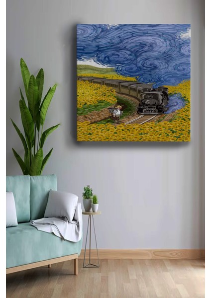 Van Gogh Kara Tren Dekoratif Kanvas Tablo, Illüstrasyon Kanvas Tablo