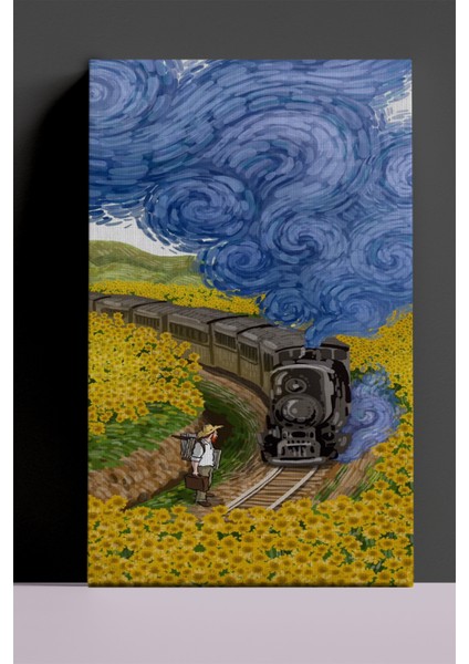 Van Gogh Kara Tren Dekoratif Kanvas Tablo, Illüstrasyon Kanvas Tablo