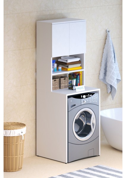 Çamaşır Kurutma Makinesi 3 Raflı Kapaklı Banyo Dolabı Beyaz Çok Amaçlı Dolap fiyatları