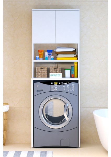 Çamaşır Kurutma Makinesi 3 Raflı Kapaklı Banyo Dolabı Beyaz Çok Amaçlı Dolap modelleri