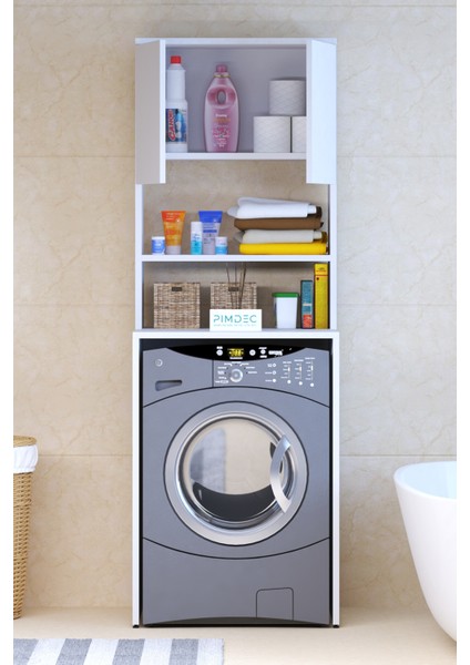 Çamaşır Kurutma Makinesi 3 Raflı Kapaklı Banyo Dolabı Beyaz Çok Amaçlı Dolap fırsatları