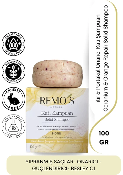 Remos Natural Biotin Onarıcı Bakım Şampuanı Itır & Portakal 100 gr