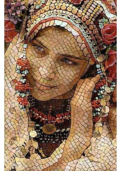 Gülümseyen Kadın | Elmas Mozaik Tablo | Mozaik Puzzle | 40x60 | E20202790M