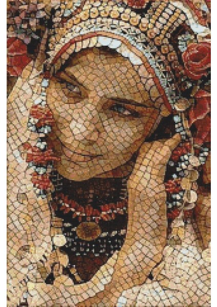 Gülümseyen Kadın | Elmas Mozaik Tablo | Mozaik Puzzle | 40x60 | E20202790M