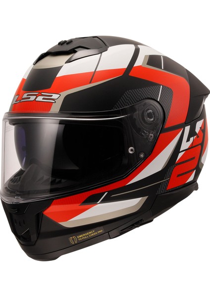 Stream 2 Road Full Face Motosiklet Kaskı Beyaz Kırmızı Mat Siyah