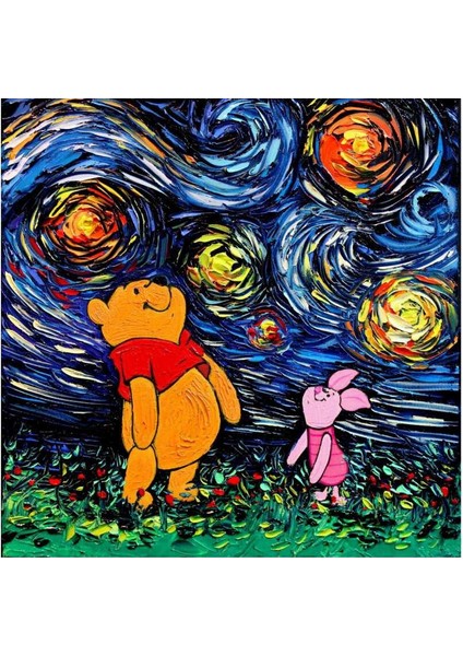 Winnie The Pooh Ve Piglet | Elmas Mozaik Tablo | Mozaik Puzzle | 50x50 | E20202978M