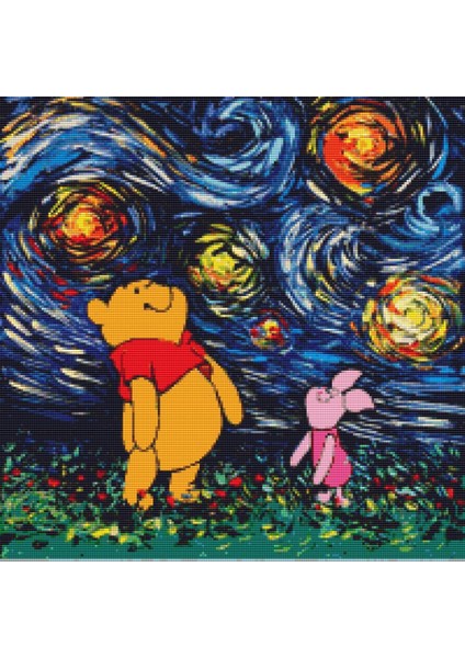 Winnie The Pooh Ve Piglet | Elmas Mozaik Tablo | Mozaik Puzzle | 50x50 | E20202978M