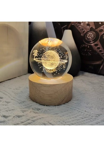 Tekno Trust Dekarasyon Işıklı Ahşap Standlı Satürn Kız Cam Küre, USB Kablolu Saturn Cam Küre modelleri