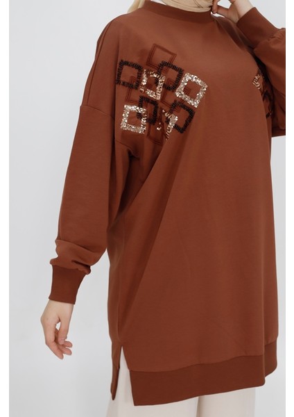 2 Ip Kumaş Boncuk ve Pul Detaylı Sweatshirt