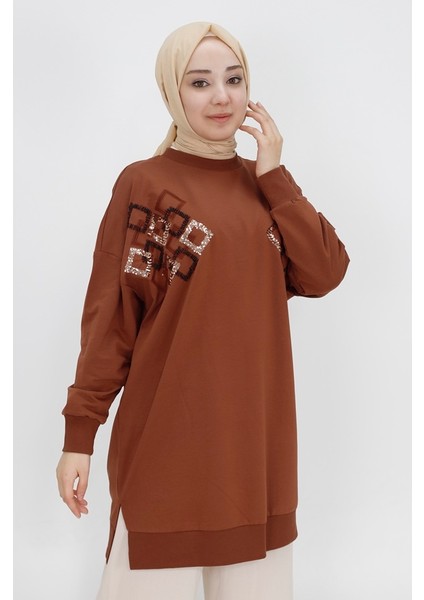 2 Ip Kumaş Boncuk ve Pul Detaylı Sweatshirt