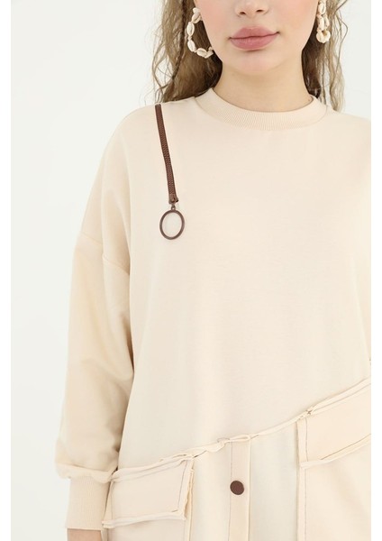 10412 2 Ip Kumaş Fermuar ve Cep Detaylı Sweatshirt fiyatları