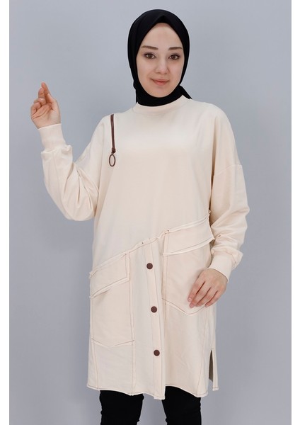 10412 2 Ip Kumaş Fermuar ve Cep Detaylı Sweatshirt modelleri