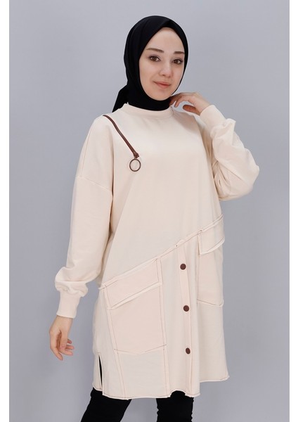 10412 2 Ip Kumaş Fermuar ve Cep Detaylı Sweatshirt fırsatları