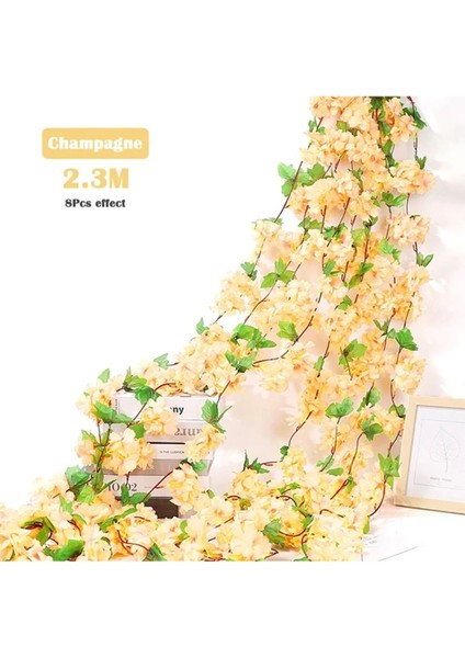 Yapay Çiçek Bahar Dalı Sarmaşık Japon Kiraz Çiçekli 230CM 18çiçekli 1. Dolanabilenmodel