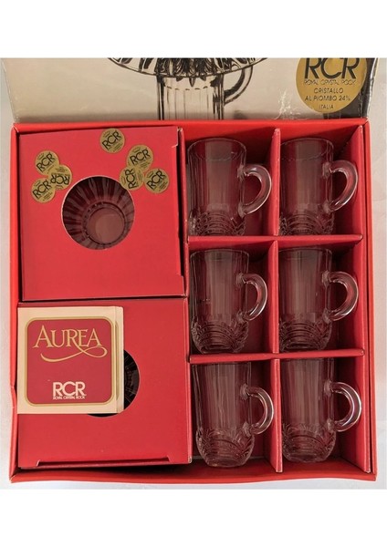 6'lı Cam Likör Bardak Aurea Demitasse Royal Crystal Rock %24 Kurşun Kristal Italya Küçük Fincan indirimleri