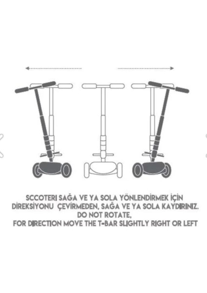 Manuel Twist Işıklı 3 Tekerlekli Çocuk Scooter Ayrılabilir 40-50 kg 3 Sarı