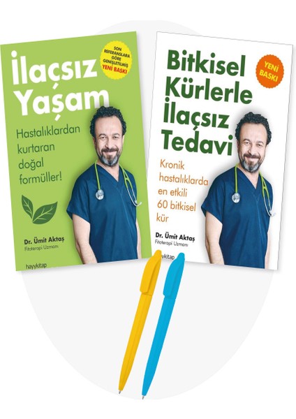 Alfa Kalem + Ilaçsız Yaşam + Bitkisel Kürlerle Ilaçsız Te-Davi Ümit Aktaş 2 Kitap Set--Moda
