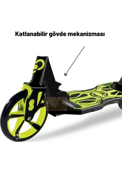 100 kg 12 Yaş 2 Tekerlekli Yükseklik Ayarlı Katlanabilir Çocuk Scooter 2 Siyah Katlanabilir