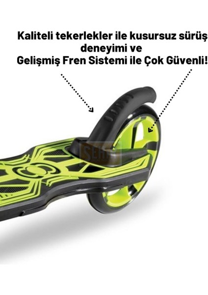 100 kg 12 Yaş 2 Tekerlekli Yükseklik Ayarlı Katlanabilir Çocuk Scooter 2 Siyah Katlanabilir