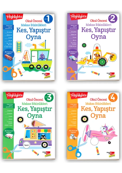 Okul Öncesi Makas Etkinlikleri Kes, Yapıştır, Oyna 4'lü Set