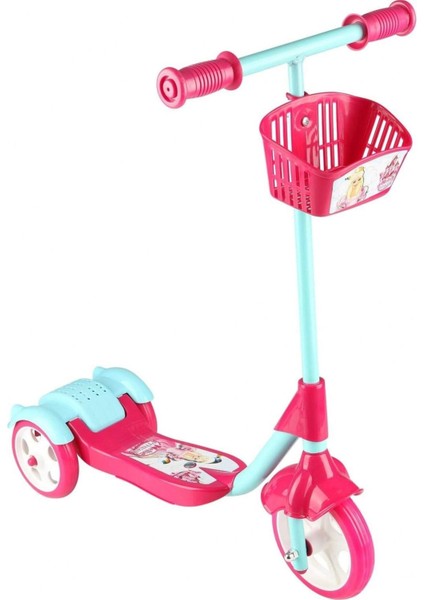 Pembe Nellie Prenses Model 3 Tekerlekli Scooter Frenli Sepetli Yükseklik Ayarlı Ayrılabilir 50 kg M