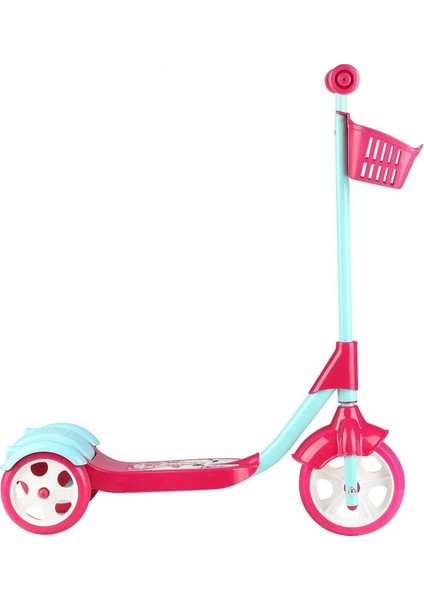 Pembe Nellie Prenses Model 3 Tekerlekli Scooter Frenli Sepetli Yükseklik Ayarlı Ayrılabilir 50 kg M