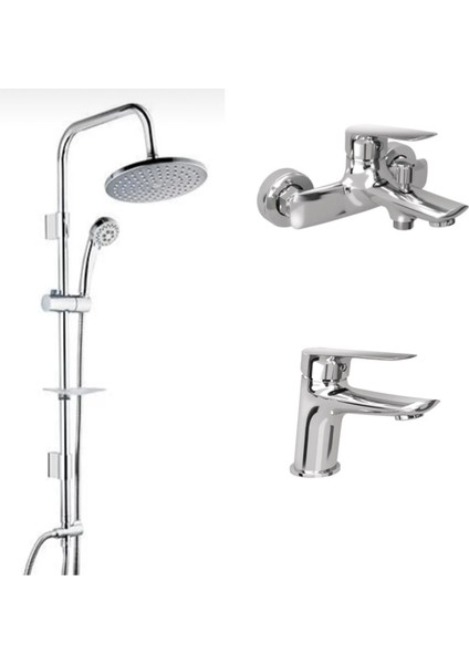 Tandem Banyo+Lavabo Bataryası VE TEMA 53250 Tepe Duş Seti