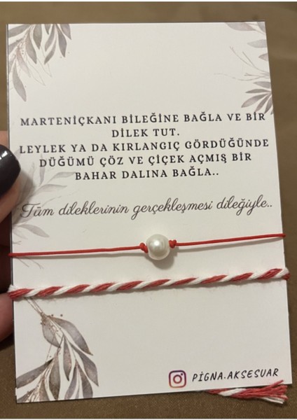 Tekno Trust Inci Marteniçka Bileklik ve Incili Kırmızı Ip Kırmızı Bileklik