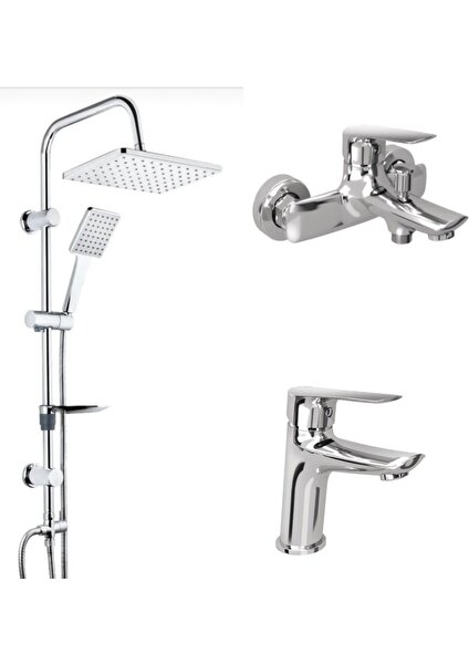 Tandem Banyo+Lavabo Bataryası ve Tema 53242 Tepe Duş Seti