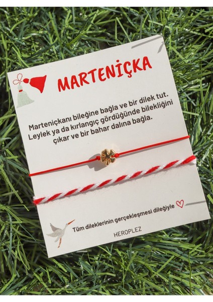 Tekno Trust Geçirmeli Marteniçka Kırmızı Beyaz Ip Şans Ipi Mart Ipi Boncuk Altın Kaplama