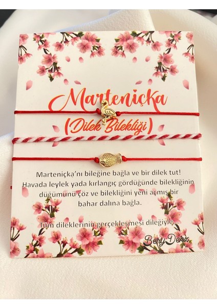 Tekno Trust Bordo Flamingo Balık ve Marteniçka Makrome Ipli Altın Kaplama Bileklik