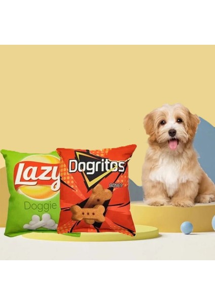 Yeşil Cips Dayanıklı Sesli Köpek Oyuncağı ( Lazy ) 1 Adet