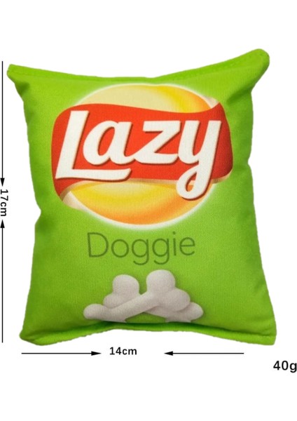 Yeşil Cips Dayanıklı Sesli Köpek Oyuncağı ( Lazy ) 1 Adet