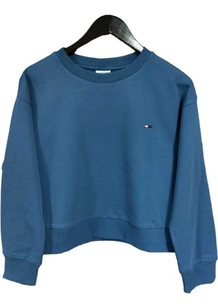 Kadın Petrol Mavisi Bisiklet Yaka Sweatshirt