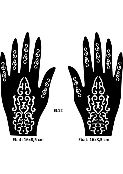 Tribal Dallar El Üstü 2 Adet Kına Kalıbı Kınasız Sadece Desen