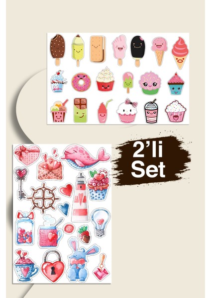 2 Sayfa Çocuk Sticker Set-Planner Ajanda Bullet Journal Için Uygun Set